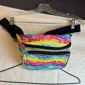 Rainbow Red Blue Yellow Tie Dye Fanny Pack, Zippers